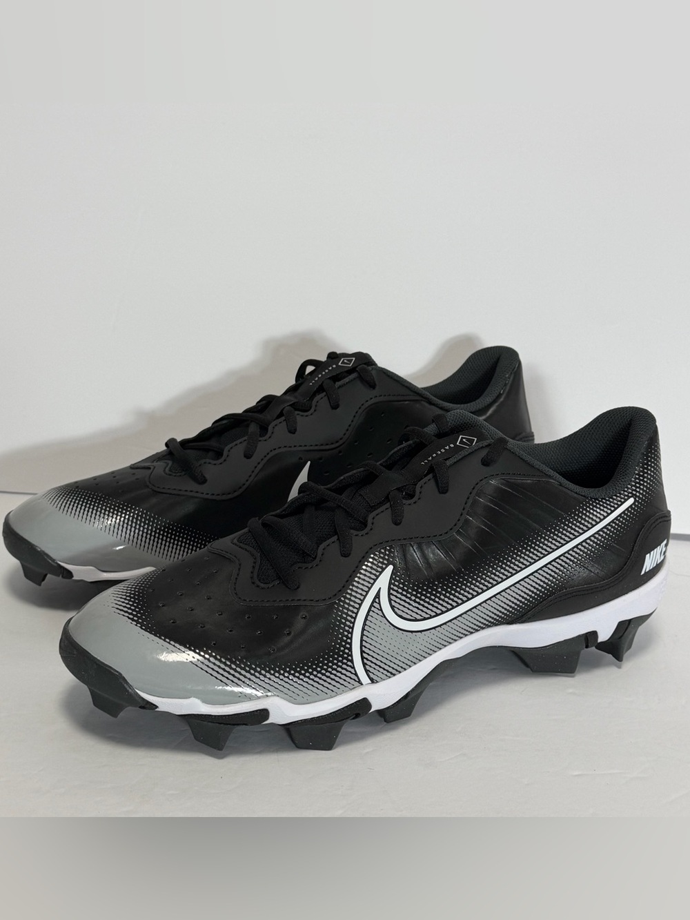 Nike Alpha Huarache Keystone Low Men's Size 13 Baseball Cleats Black/White Grey